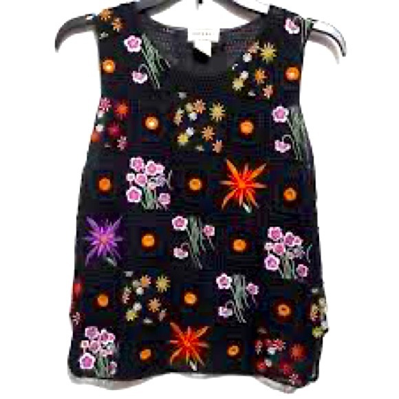 Vtg Jenni Max Embroidery Crochet Patch Layered Top - Picture 1 of 9